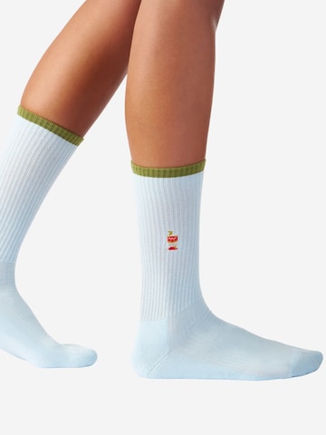Von Jungfeld Socken 'Mix & Match Tennis mit Stickmotiven' in Blau