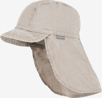 MAXIMO Beanie 'GOTS MINI-Schildmütze, Nackenschutz, Bindeband, Waschoptik, UV' in Beige: front