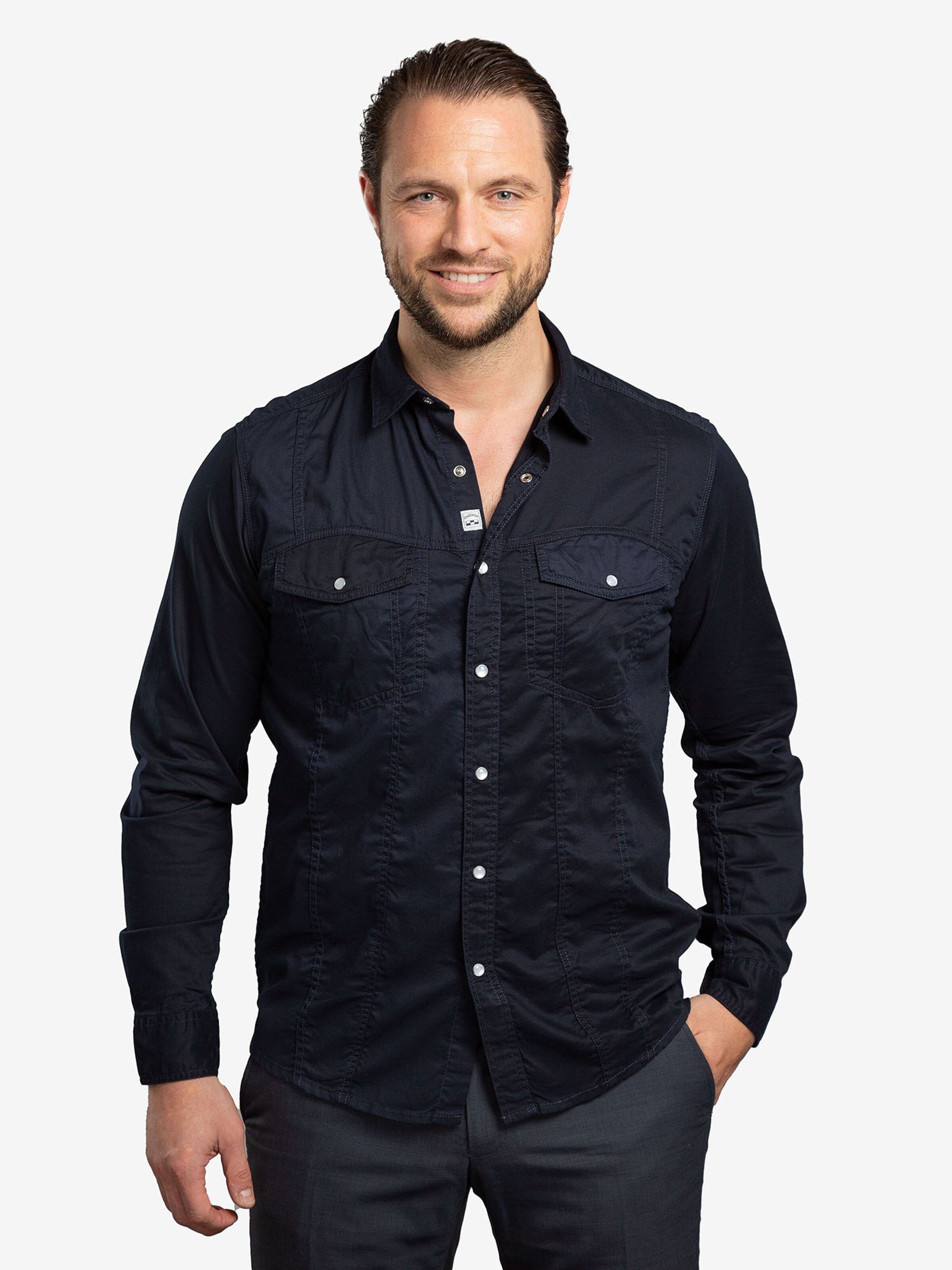 Checker - Ajuste regular Camisa ' Dynasty Denim ' en azul: frente