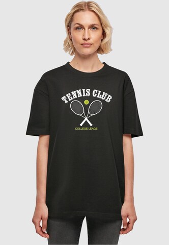 Merchcode Oversized shirt 'Tennis Club' in Zwart: voorkant