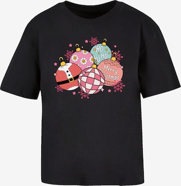 T-shirt 'Pink Cute Christmas Tree Balls' F4NT4STIC en noir : devant