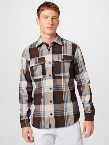 JACK & JONES Regular fit Button Up Shirt 'DYLAN' in Brown: front
