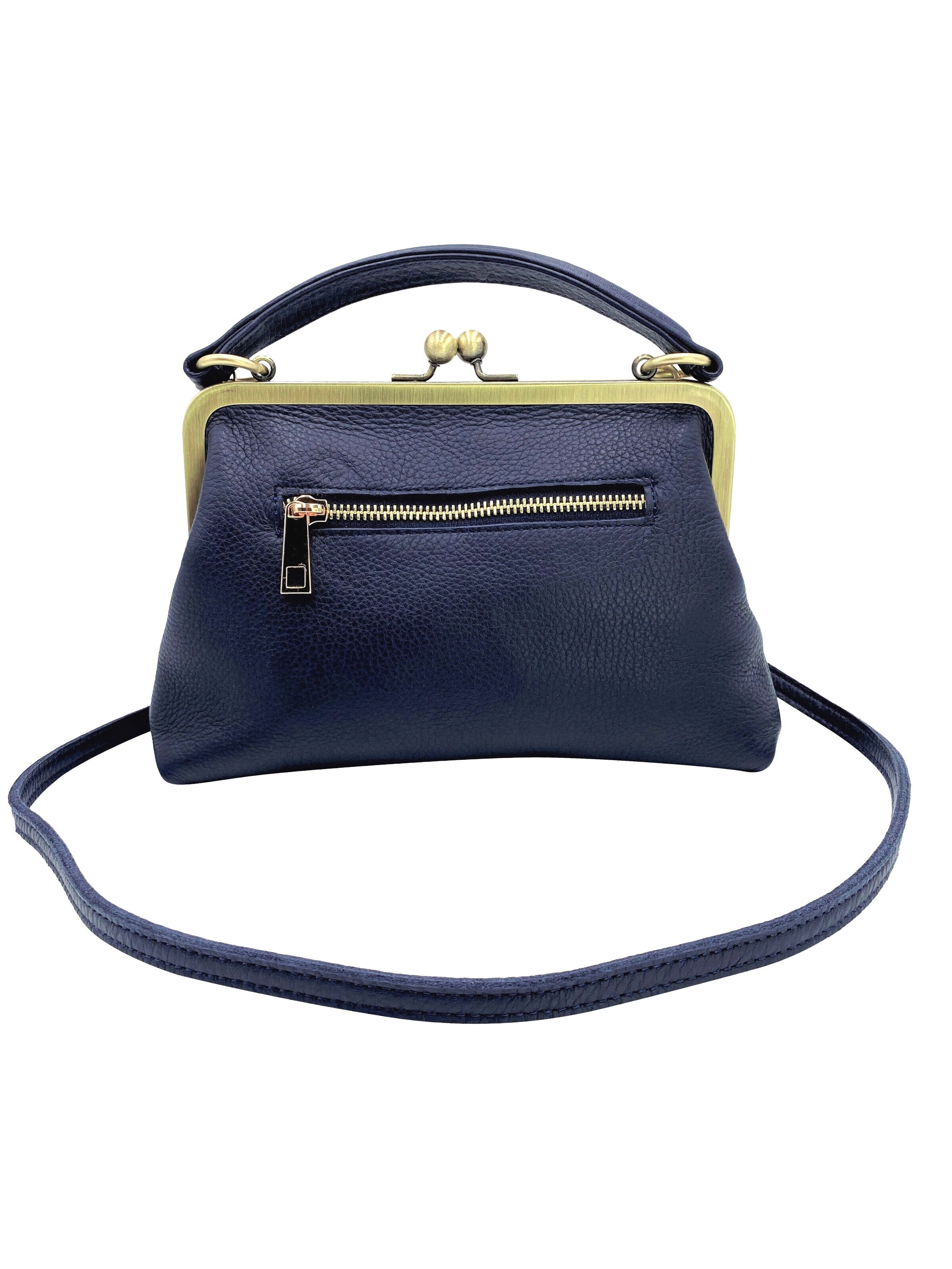 Taschenkinder Handbag 'Kleine Olive – Leder Handtasche & Umhängetasche' in Blue