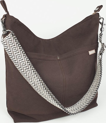 SANUMI Crossbody Bag 'Canvas Hobobag' in Brown: front
