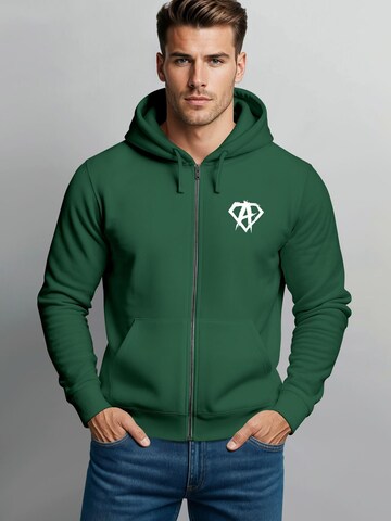 Neverless Zip-Up Hoodie 'Anarchy Gym' in Green