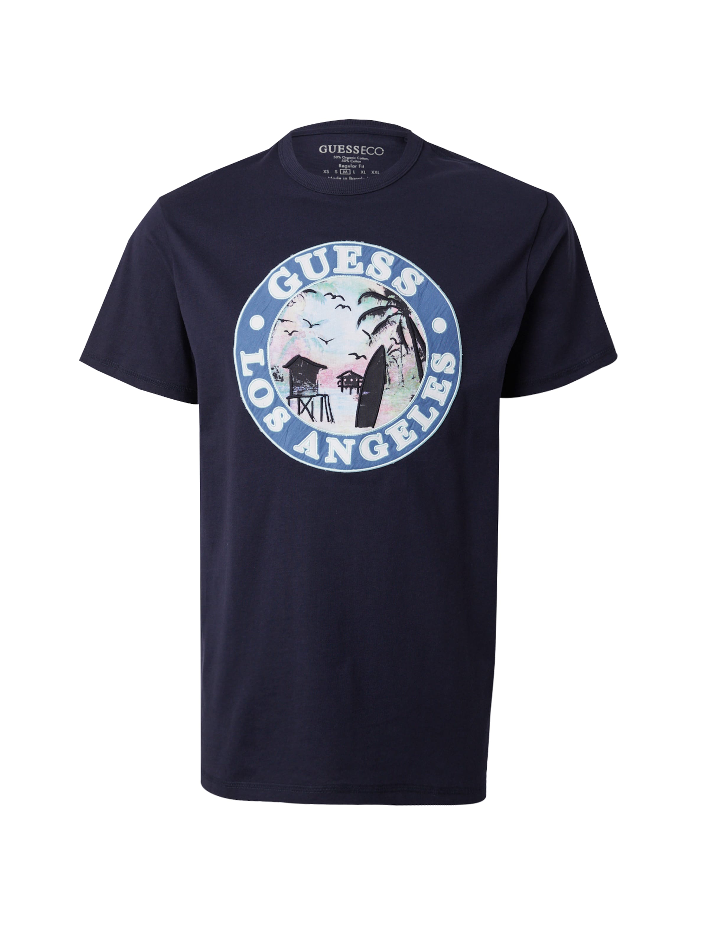 T-Shirt GUESS Originals en bleu : devant