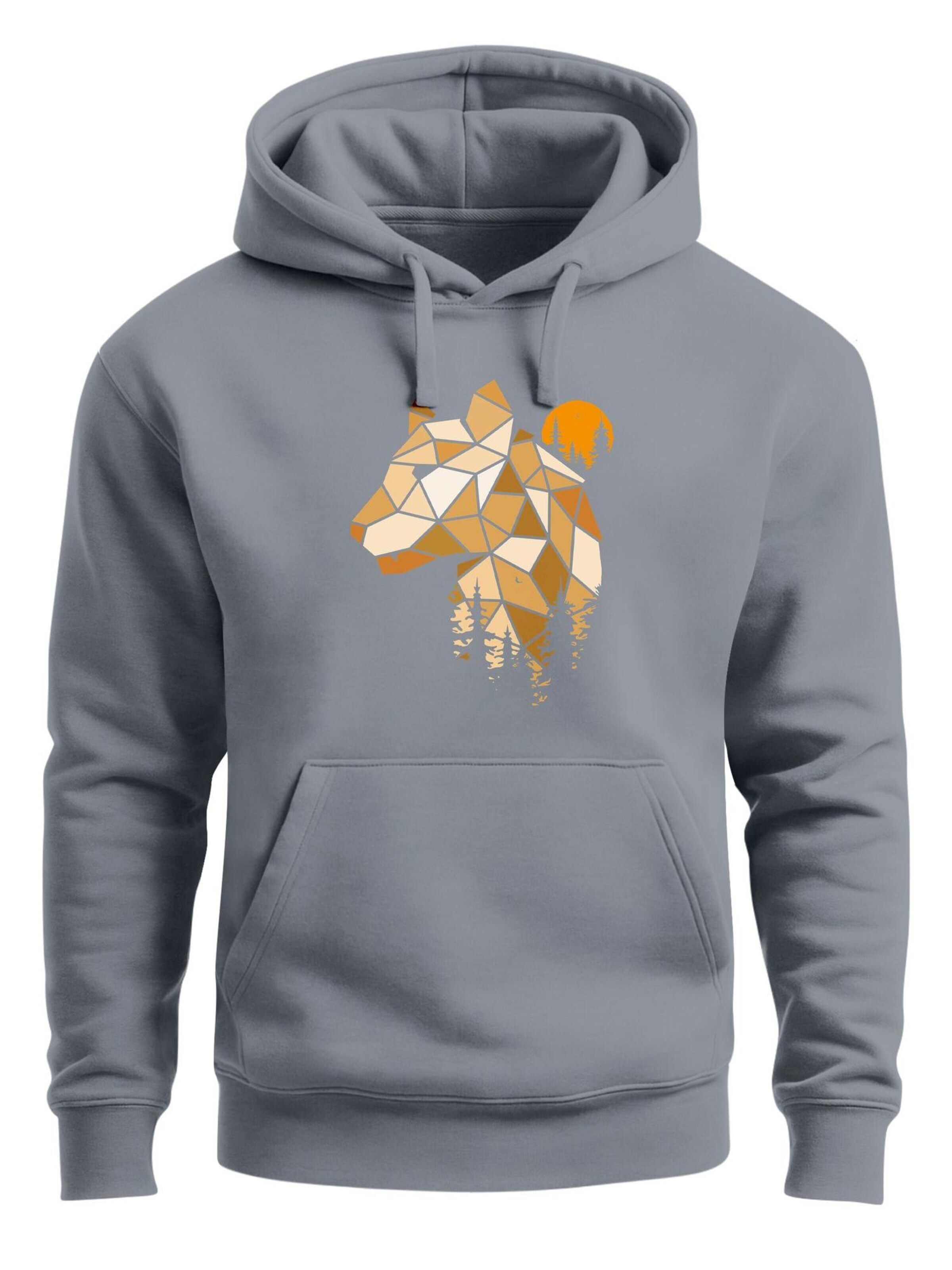 Neverless Sweatshirt 'Luchs Polygon'‌‌‌‌‌‌ in Grau