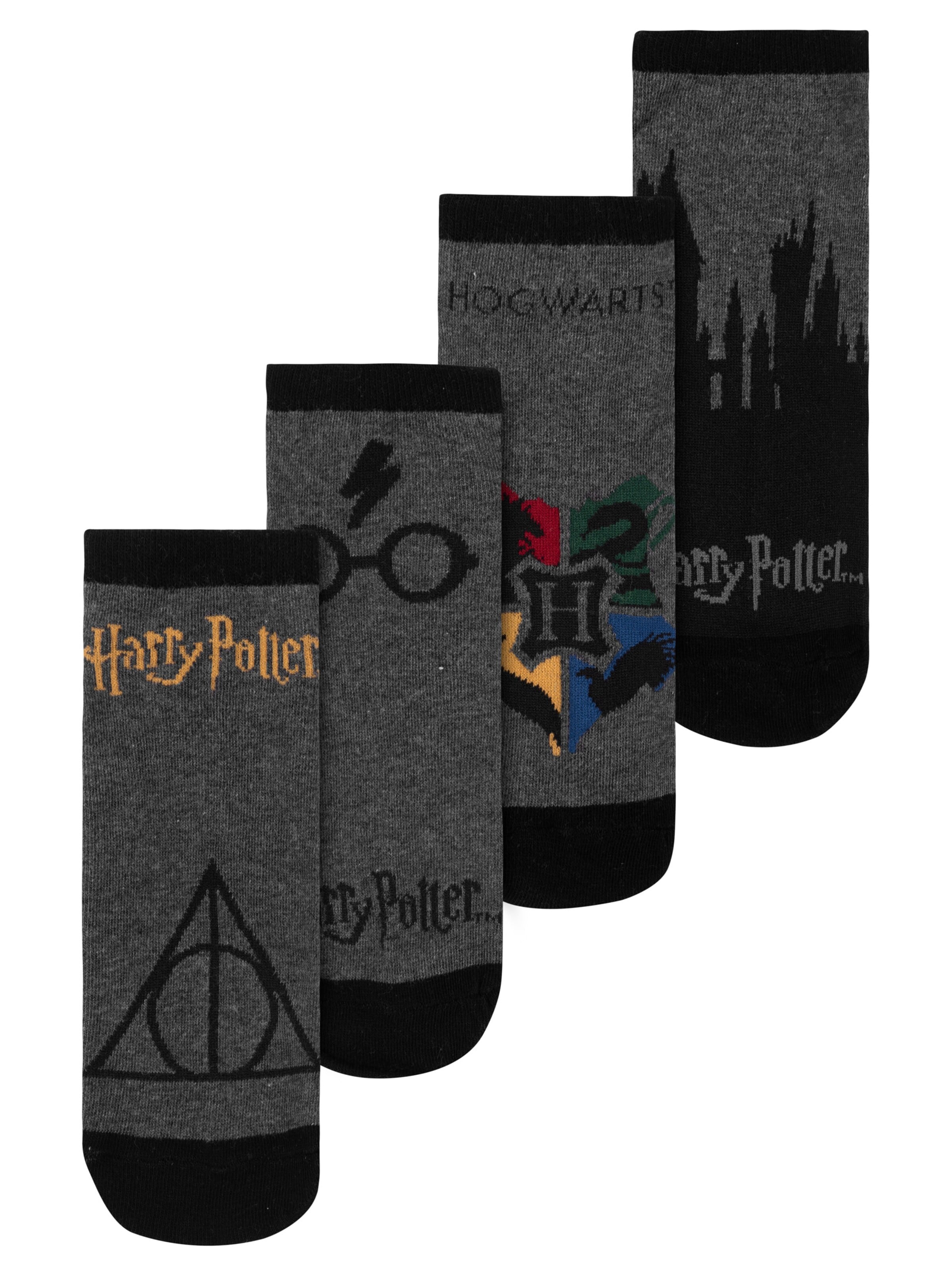 Harry Potter Socken 'Hogwarts'‌‌‌ in Grau: Vorderseite