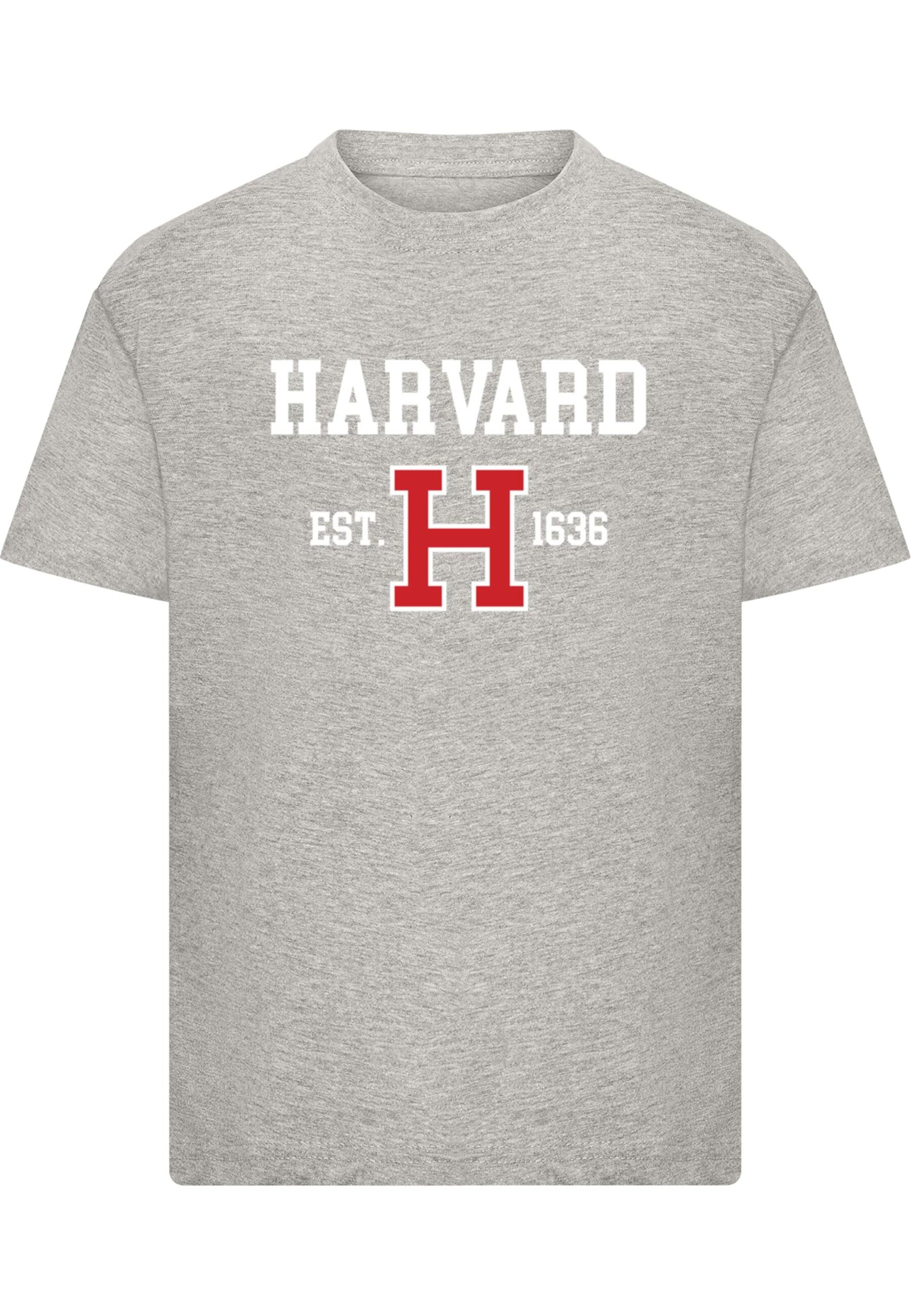 Merchcode T-Shirt 'Harvard University - Est 1636' in Grau: Vorderseite