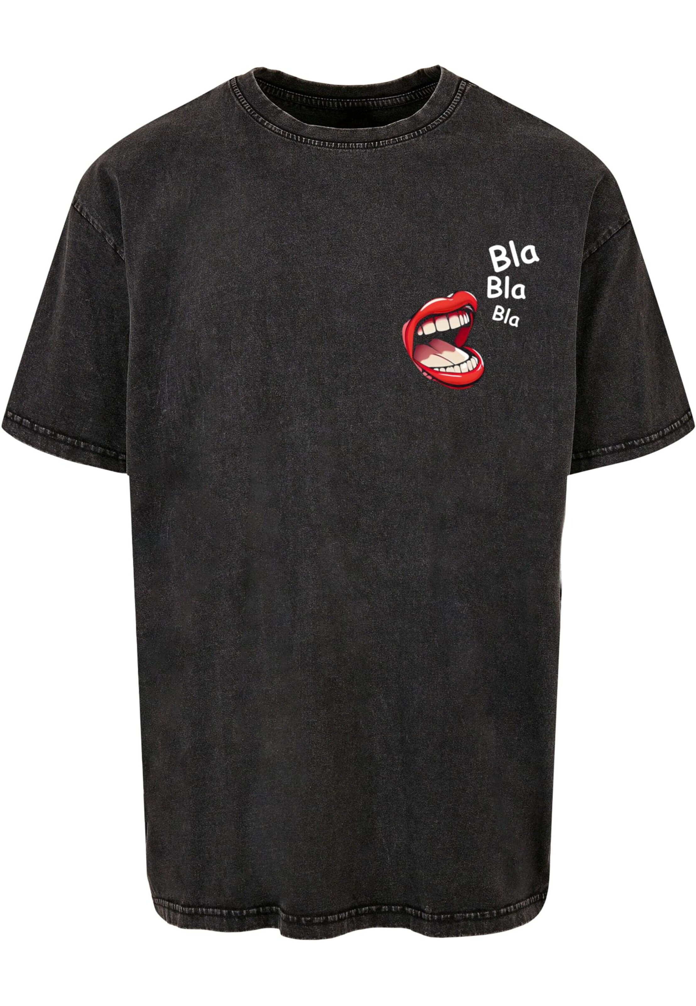 Merchcode Shirt 'Bla Bla Bla Comic' in Zwart: voorkant