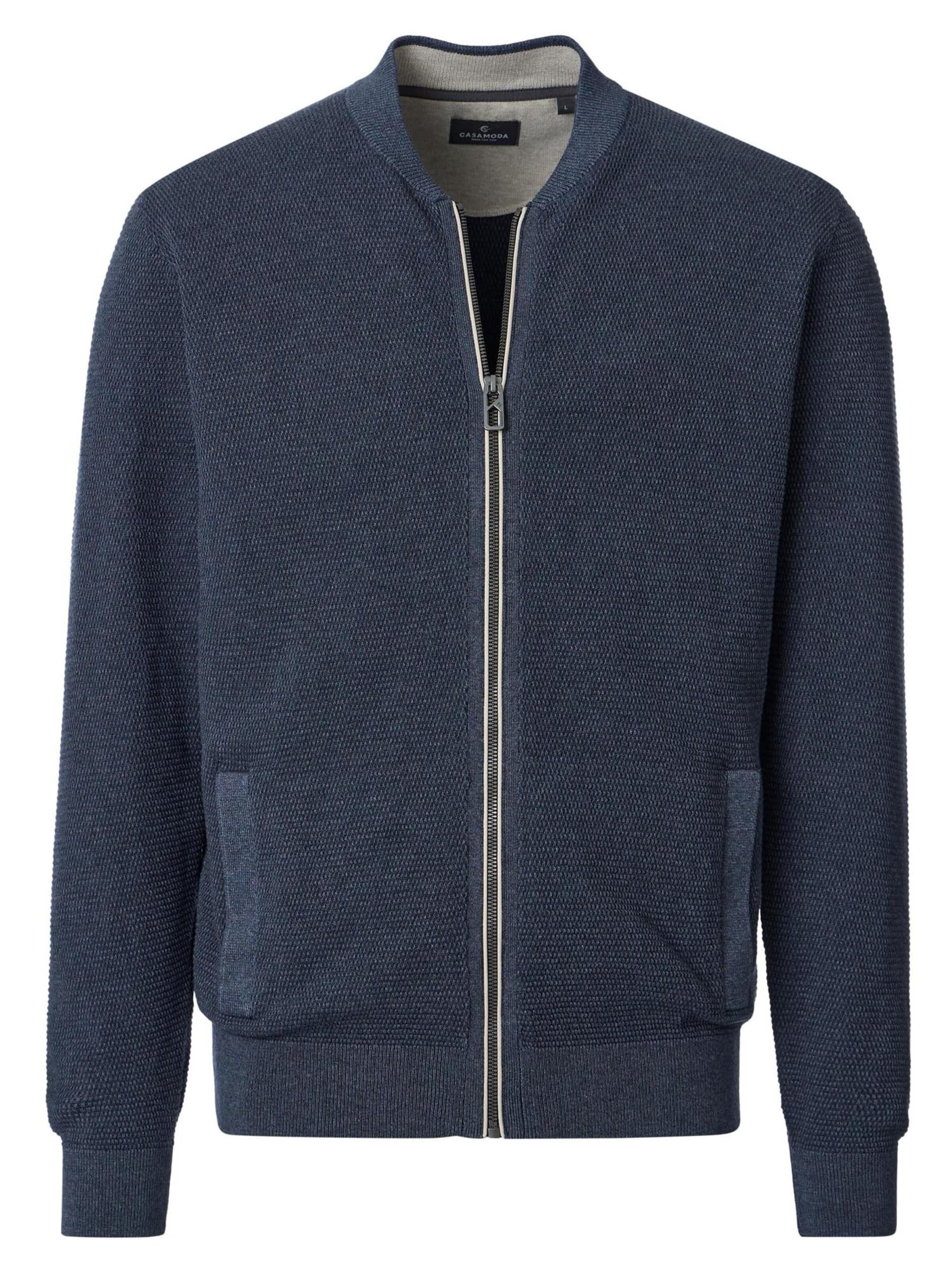 CASAMODA Gebreid vest 'Basic' in Blauw: voorkant