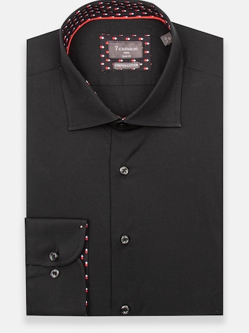 7Camicie Slim Fit Businesshemd 'Firenze Sport Poplin Stretch Man Shirt White'‌‌‌‌‌‌‌ in Schwarz: Vorderseite