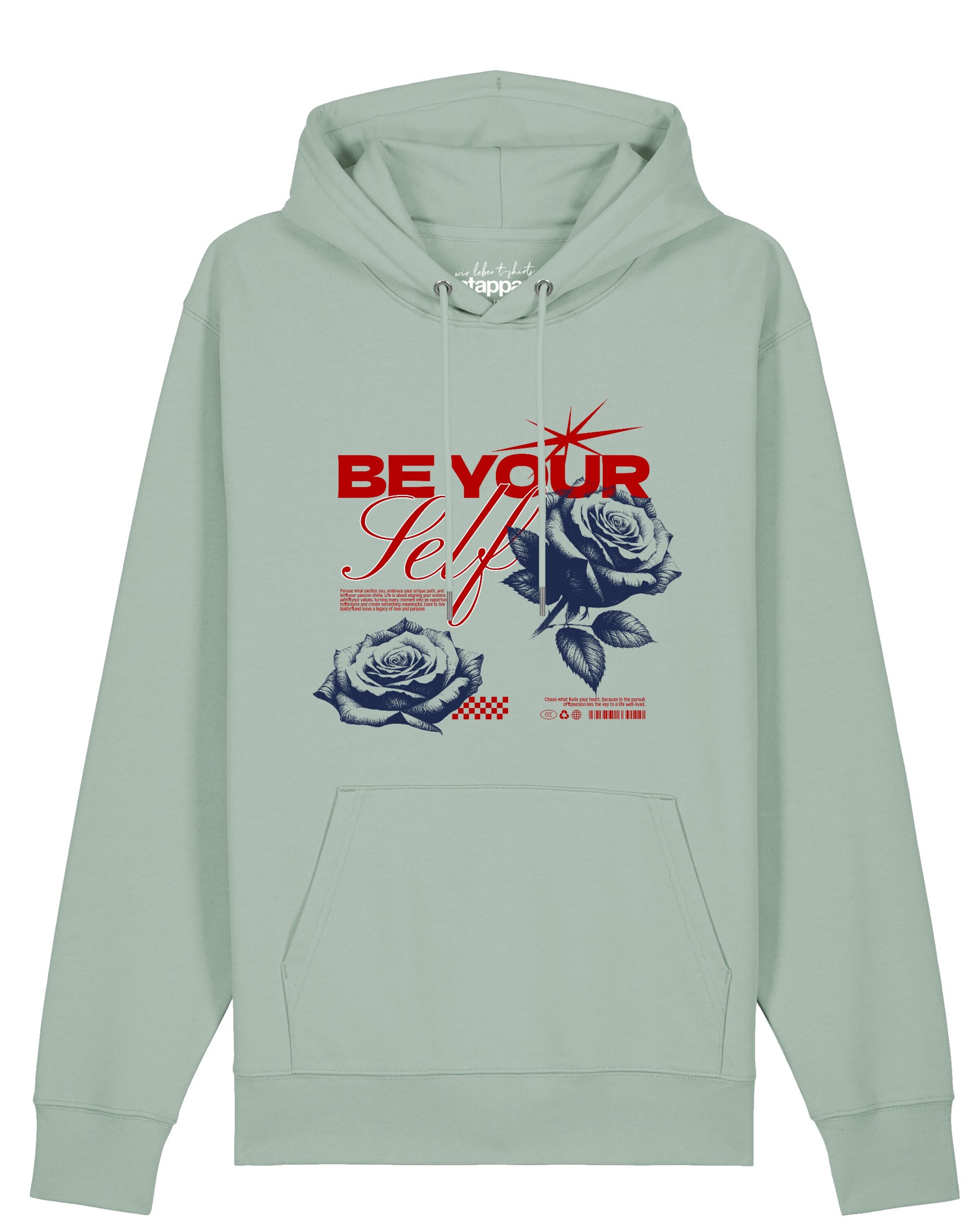 Felpa 'Be yourself' di Watapparel in verde: frontale