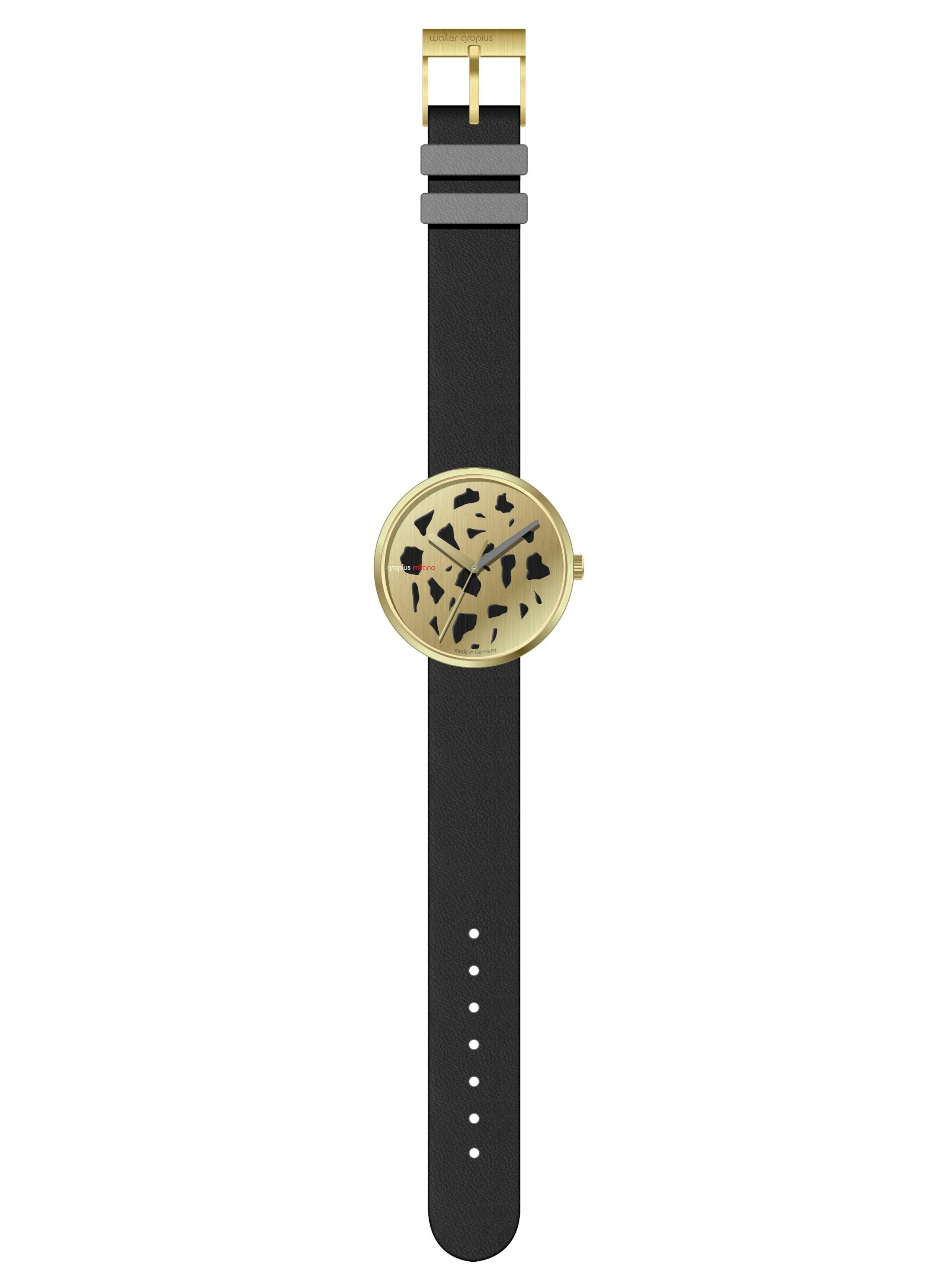 WALTER GROPIUS Analog Watch 'ROHE MATERIALIEN' in Black: front