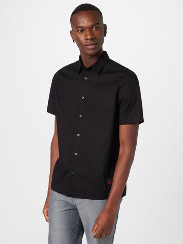 HUGO - Regular Fit Camisa 'Ebor' em preto: frente