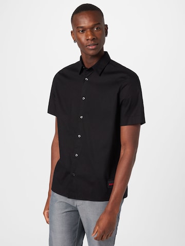 HUGO Red Regular fit Button Up Shirt 'Ebor' in Black: front