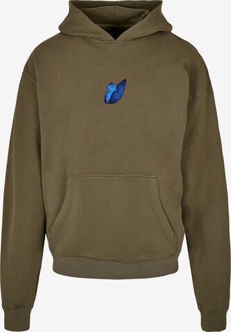 MT Upscale Sweatshirt 'Le Papillon' in Groen: voorkant