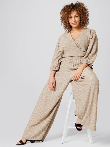 Wide leg Pantaloni 'Senta' de la Guido Maria Kretschmer Curvy pe bej