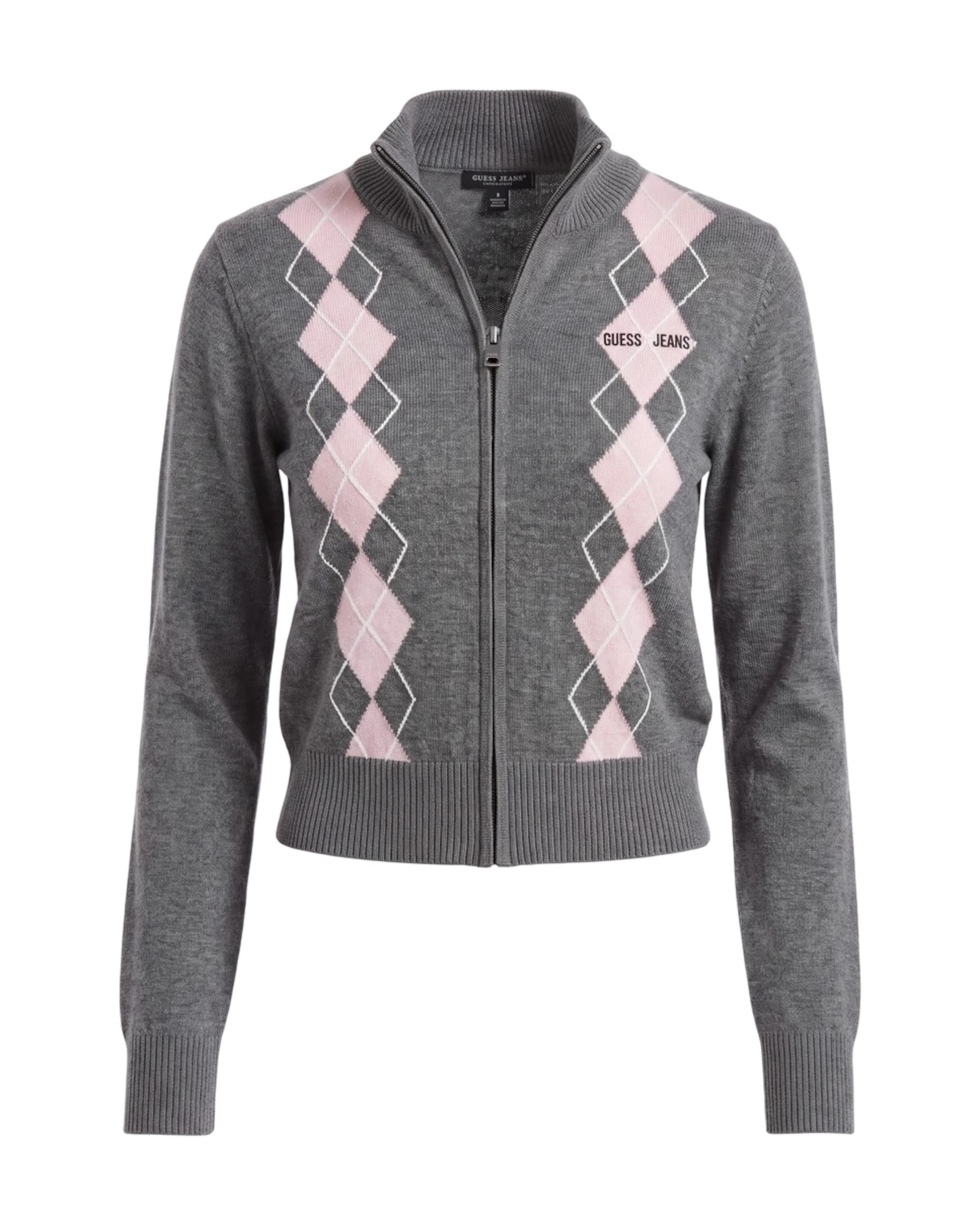 GUESS JEANS Cardigan 'ARGYLE' i grå: forside