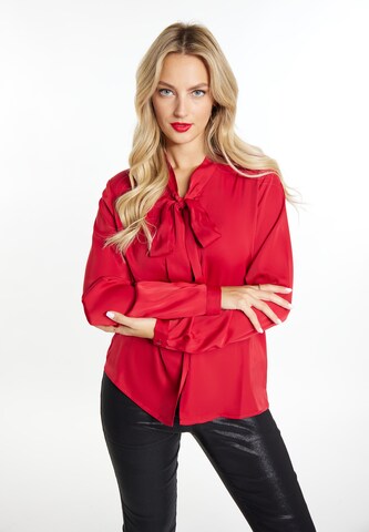 Camicia da donna di faina in rosso: frontale