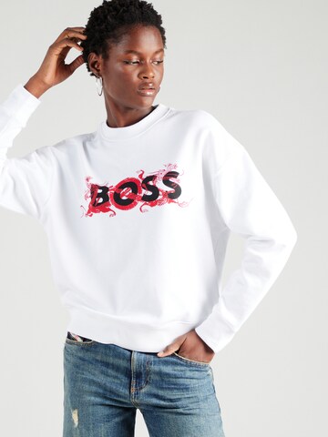 Sweat-shirt 'Econa' BOSS en blanc : devant