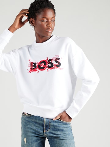 Sweat-shirt 'Econa' BOSS Black en blanc : devant