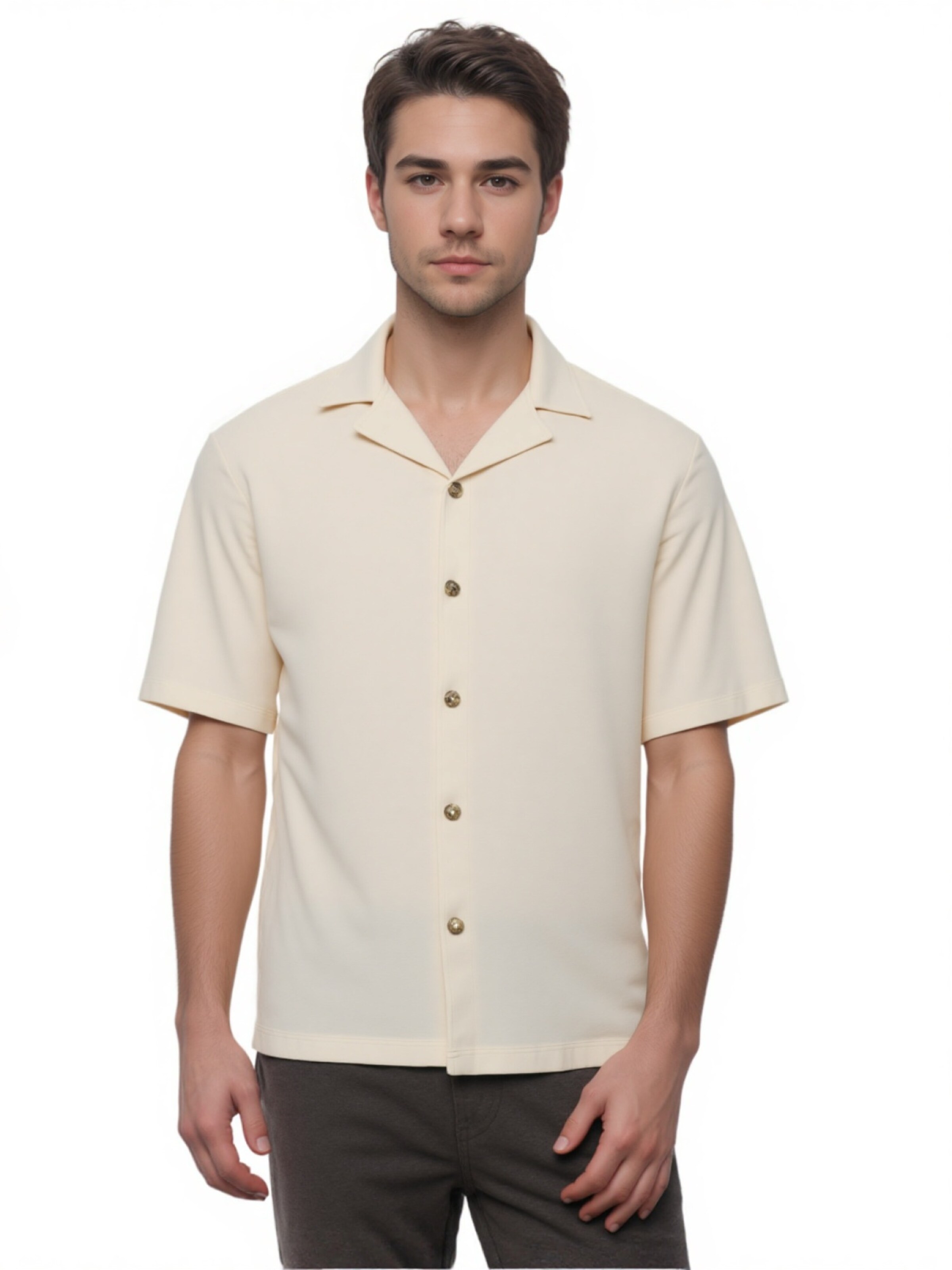 Coupe regular Chemise 'Knitted Bowling' GUESS en jaune : devant