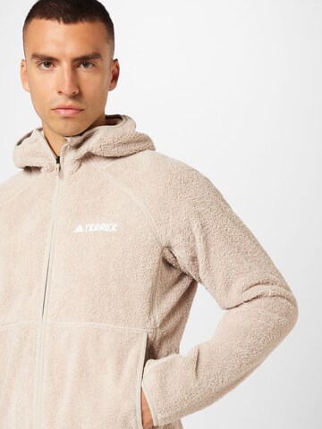 ADIDAS TERREX Athletic fleece jacket 'Techrock' in Beige