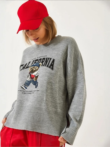 Pullover extra large di Bianco Lucci in grigio: frontale