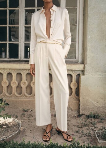 MANGO Wide leg Pleat-Front Pants in Grey