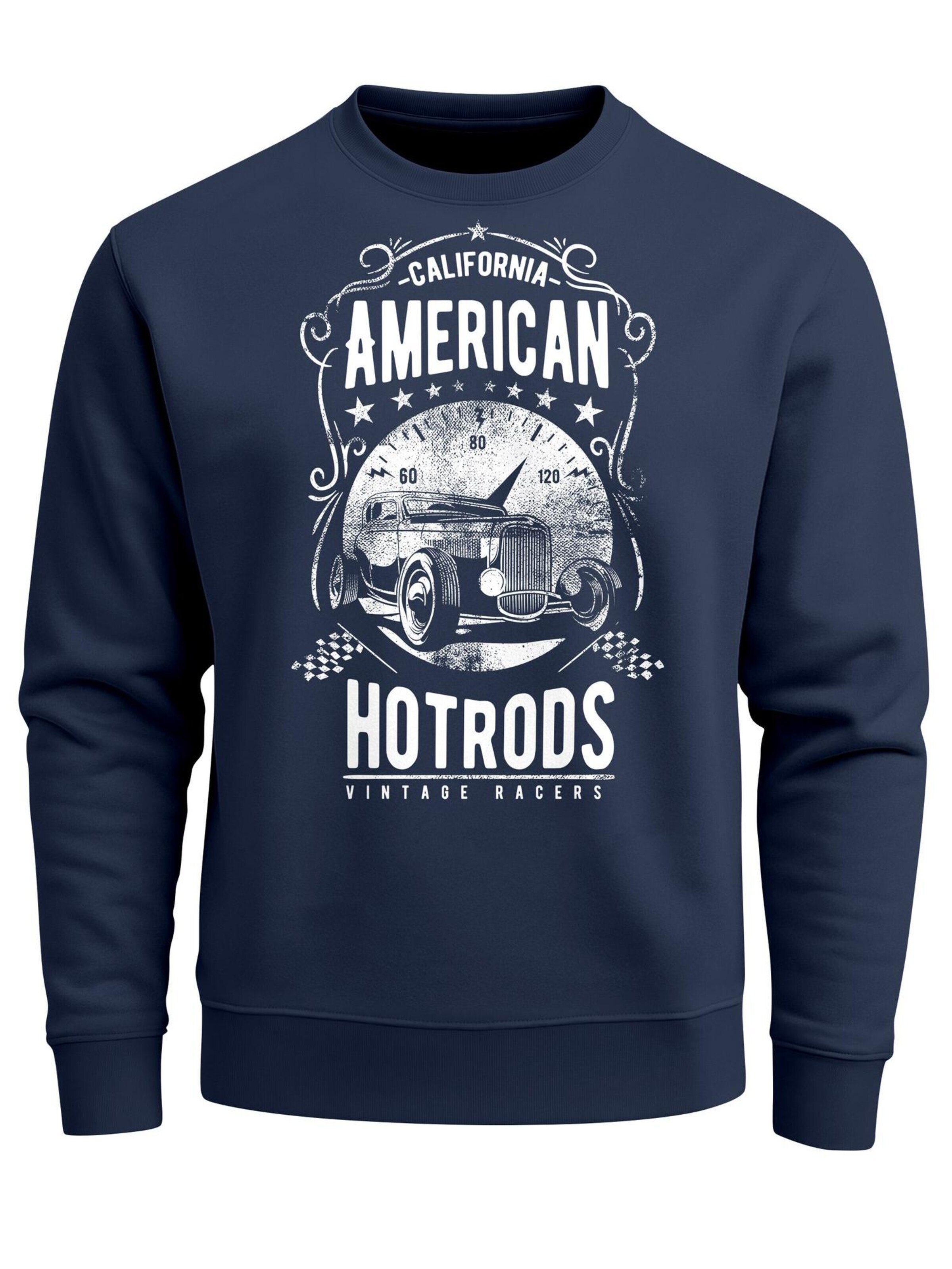 Neverless Sweatshirt 'American Hotrods' in Blue: front