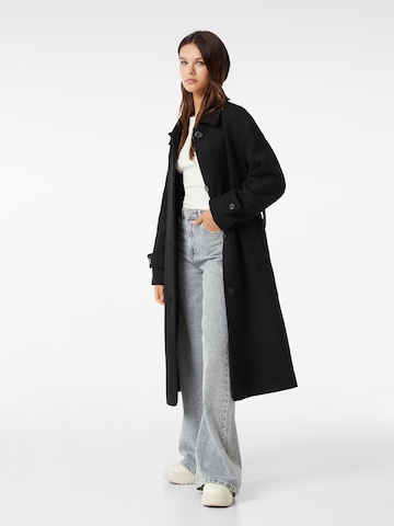 Bershka Between-Seasons Coat in Black: front