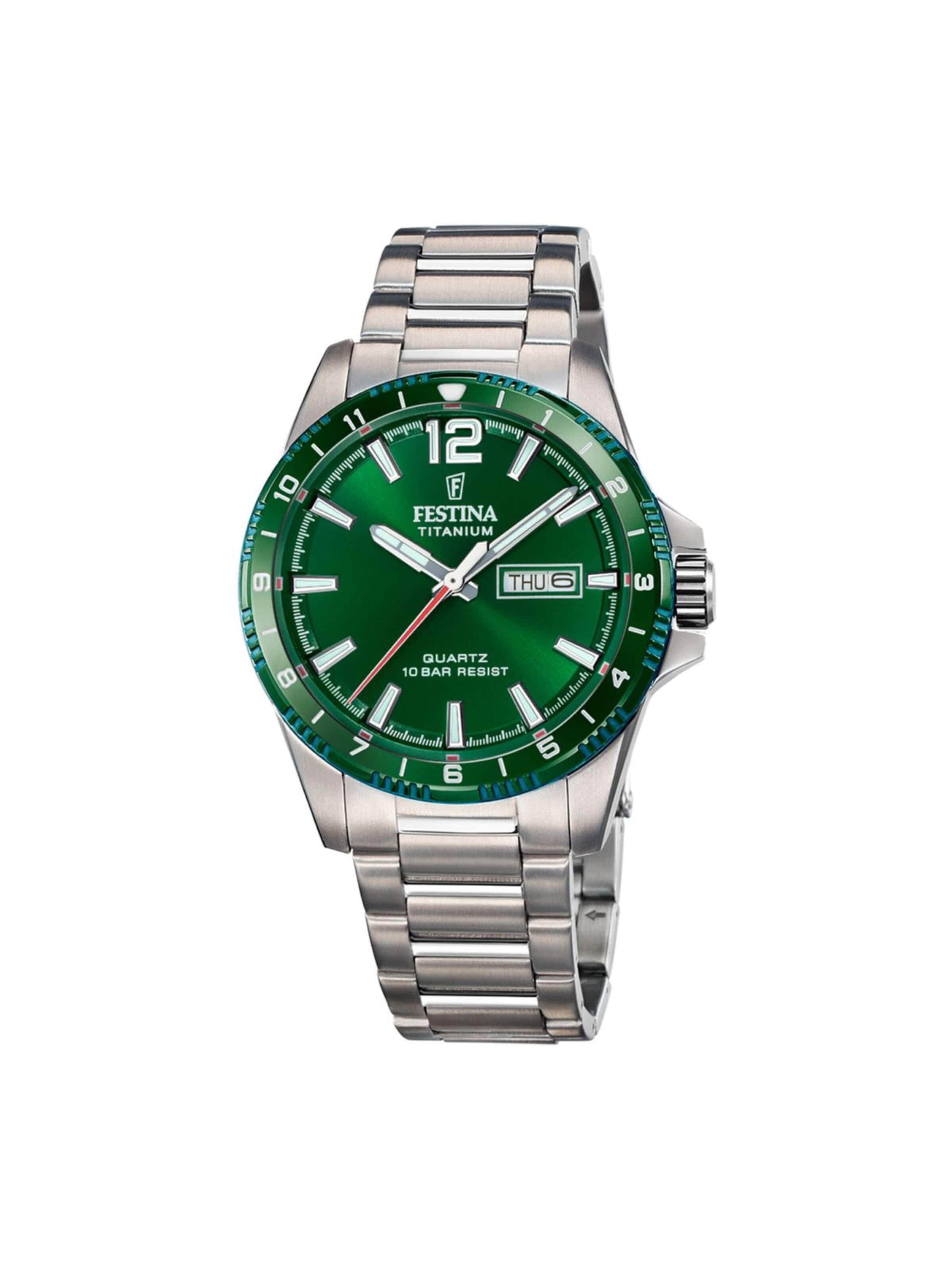 Montre à affichage analogique 'Date watch Calendario Titanium' FESTINA en vert : devant
