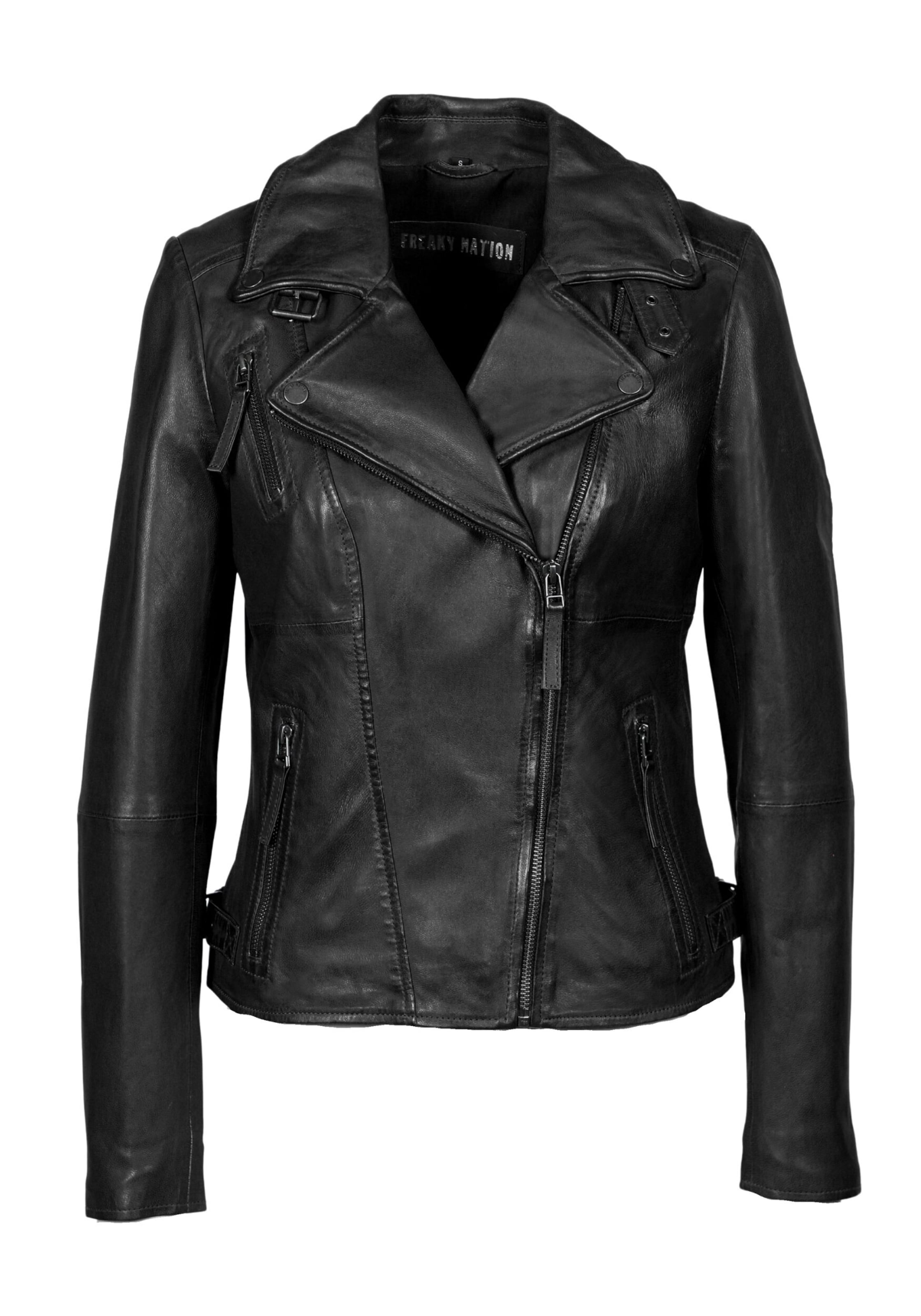 FREAKY NATION Prehodna jakna ' FNNiaBiker ' | črna barva: sprednja stran