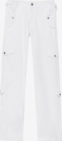 Regular Pantalon cargo Pull&Bear en blanc : devant