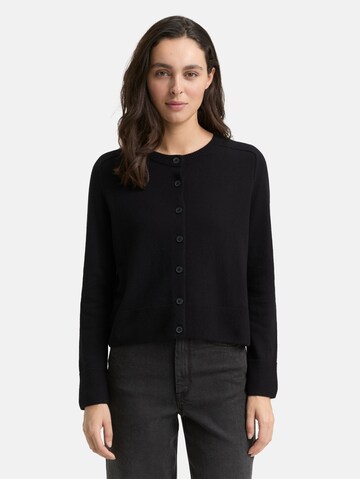 TOM TAILOR Knit cardigan in Black: front