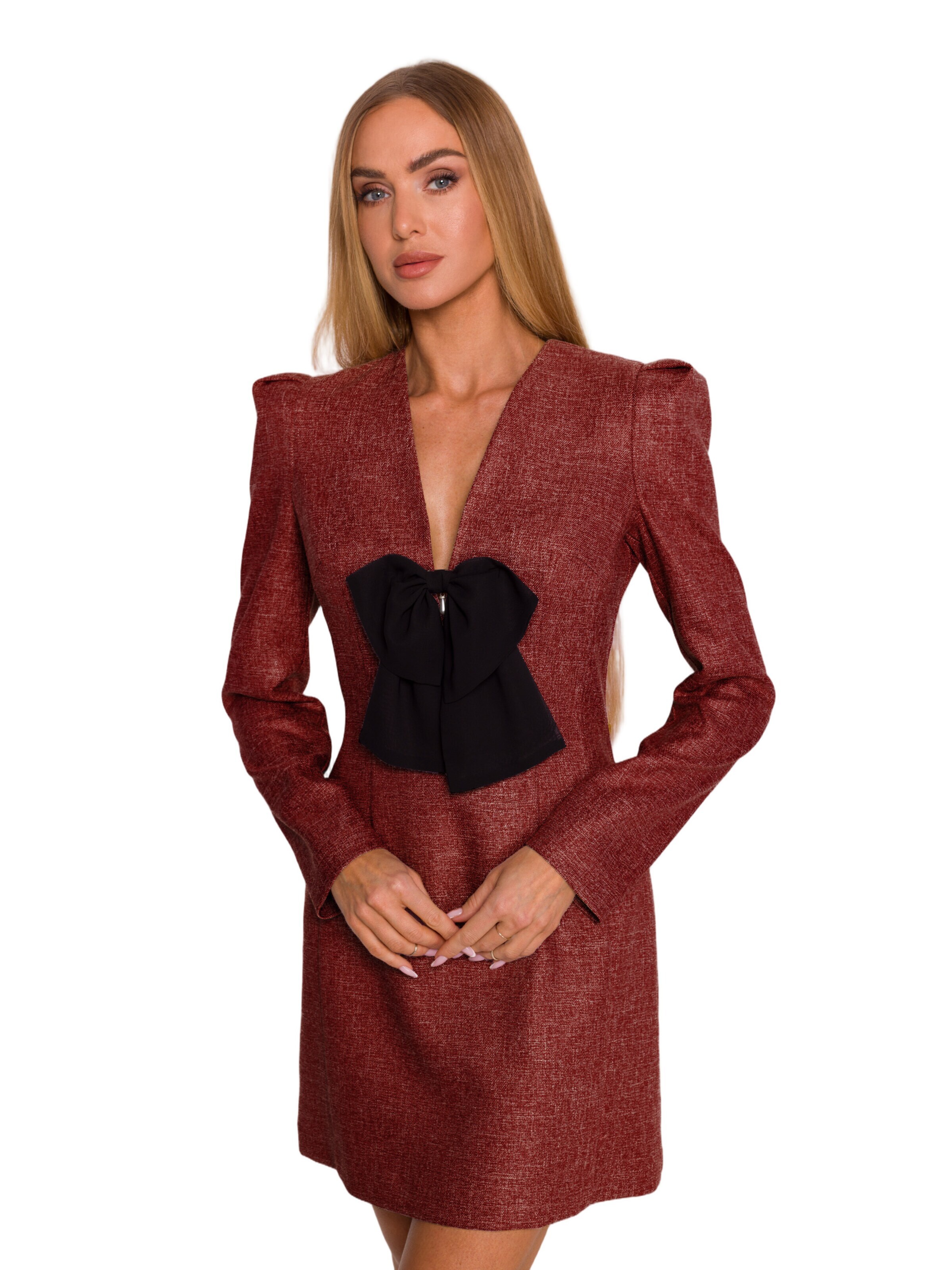 Rochie 'Sukienka tweedowa z kokardą szyfonową' de la made of emotion pe roșu