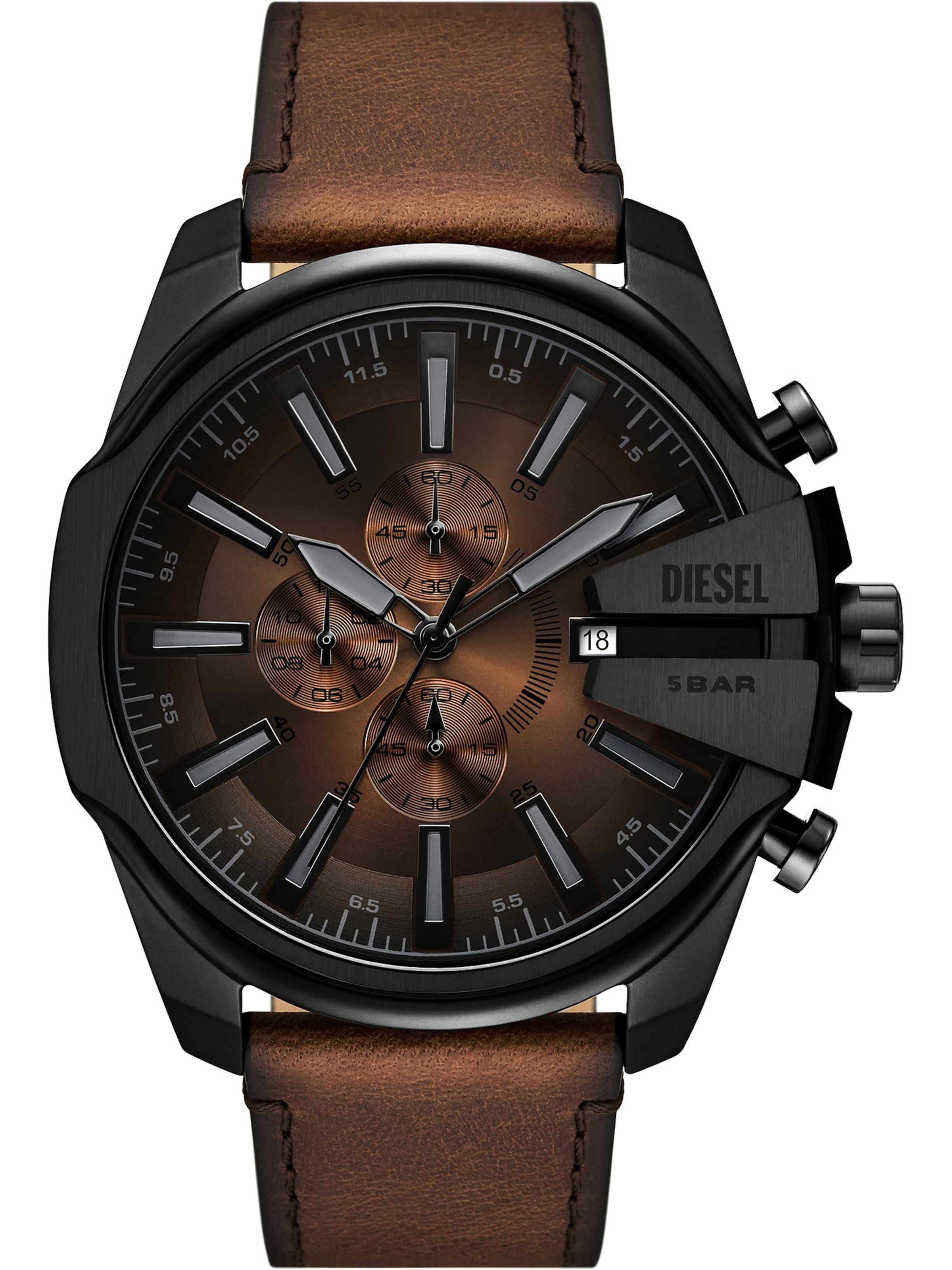 DIESEL Analoguhr in Braun: Vorderseite
