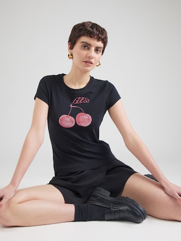GUESS - Camiseta en negro: frente