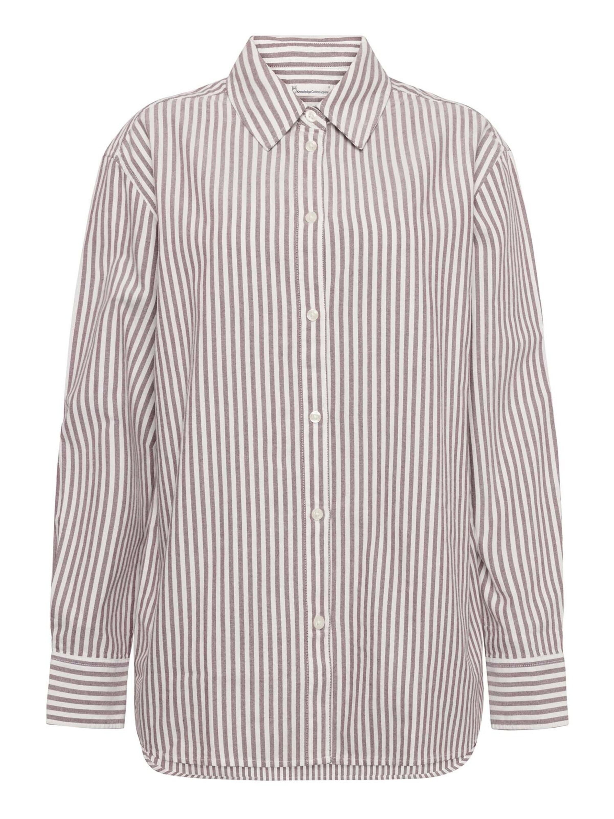 KnowledgeCotton Apparel Bluse 'Oxford' in Braun: Vorderseite