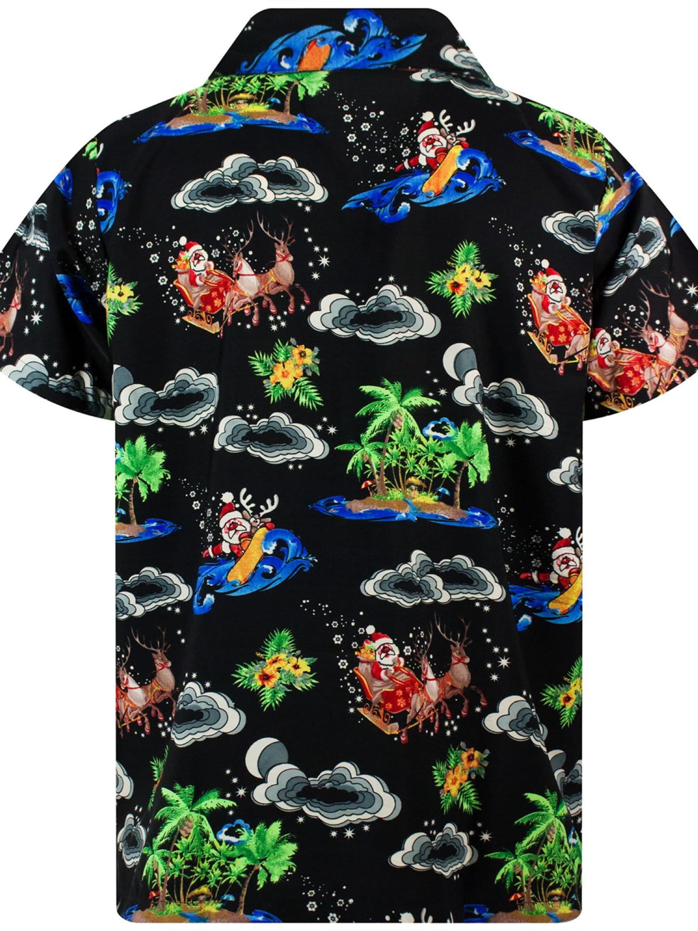 King Kameha Regular fit Button Up Shirt 'Christmas Island' in Black