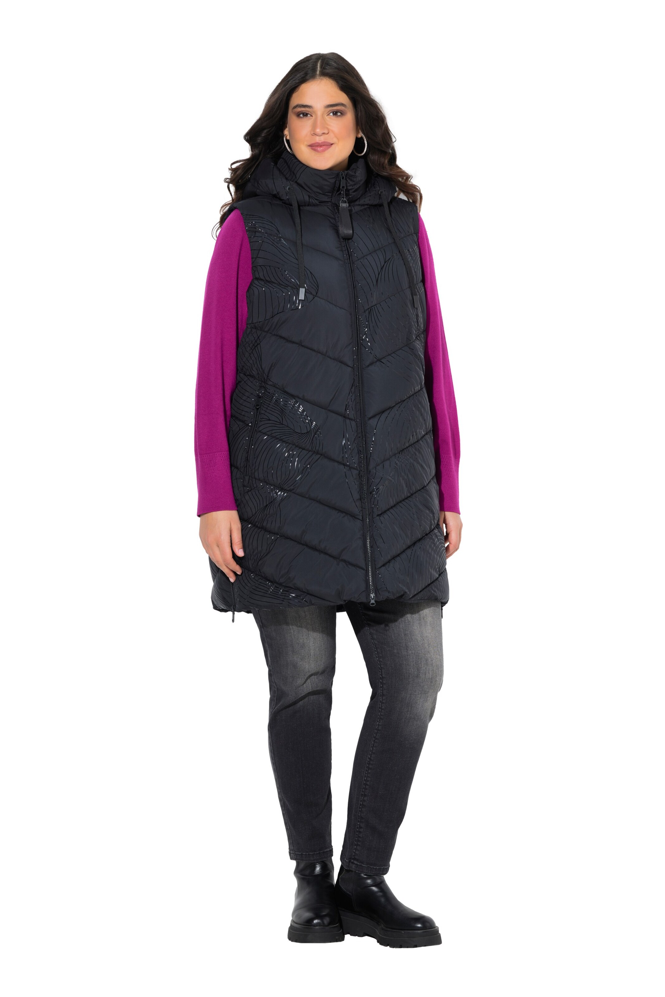 Ulla Popken Weste in Schwarz: Vorderseite