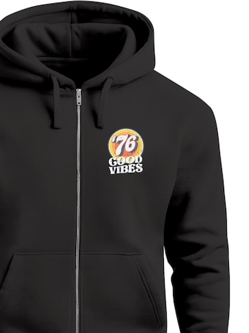 Neverless Zip-Up Hoodie 'Good Vibes '76' in Black