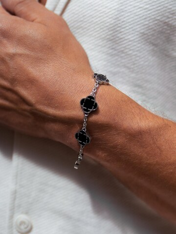 Eternal Bracelet 'Onyx Clover' in Silver