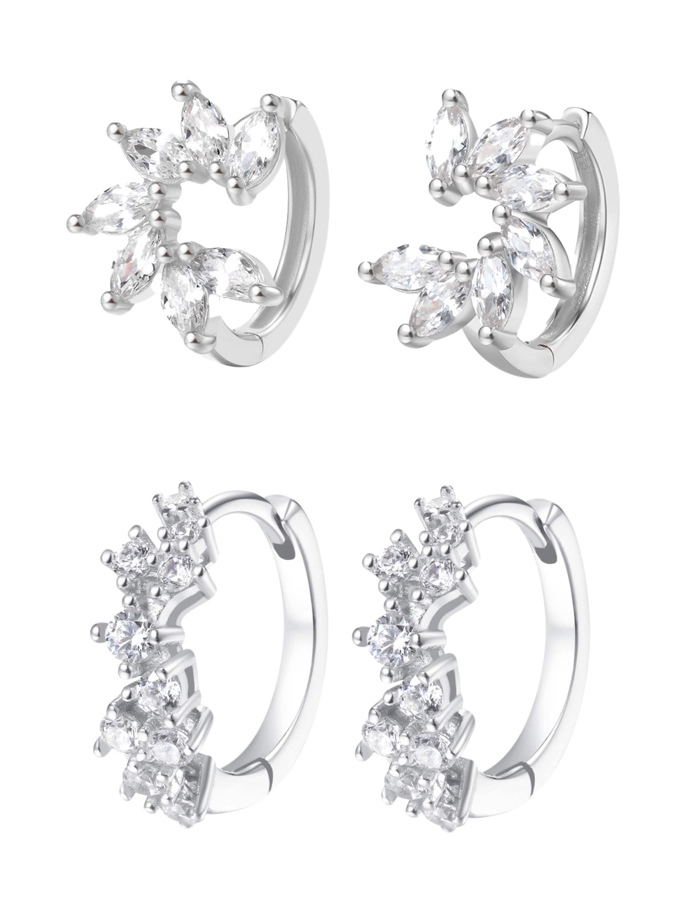 Orecchini 'Glitter Duo' di Hey Happiness in argento: frontale