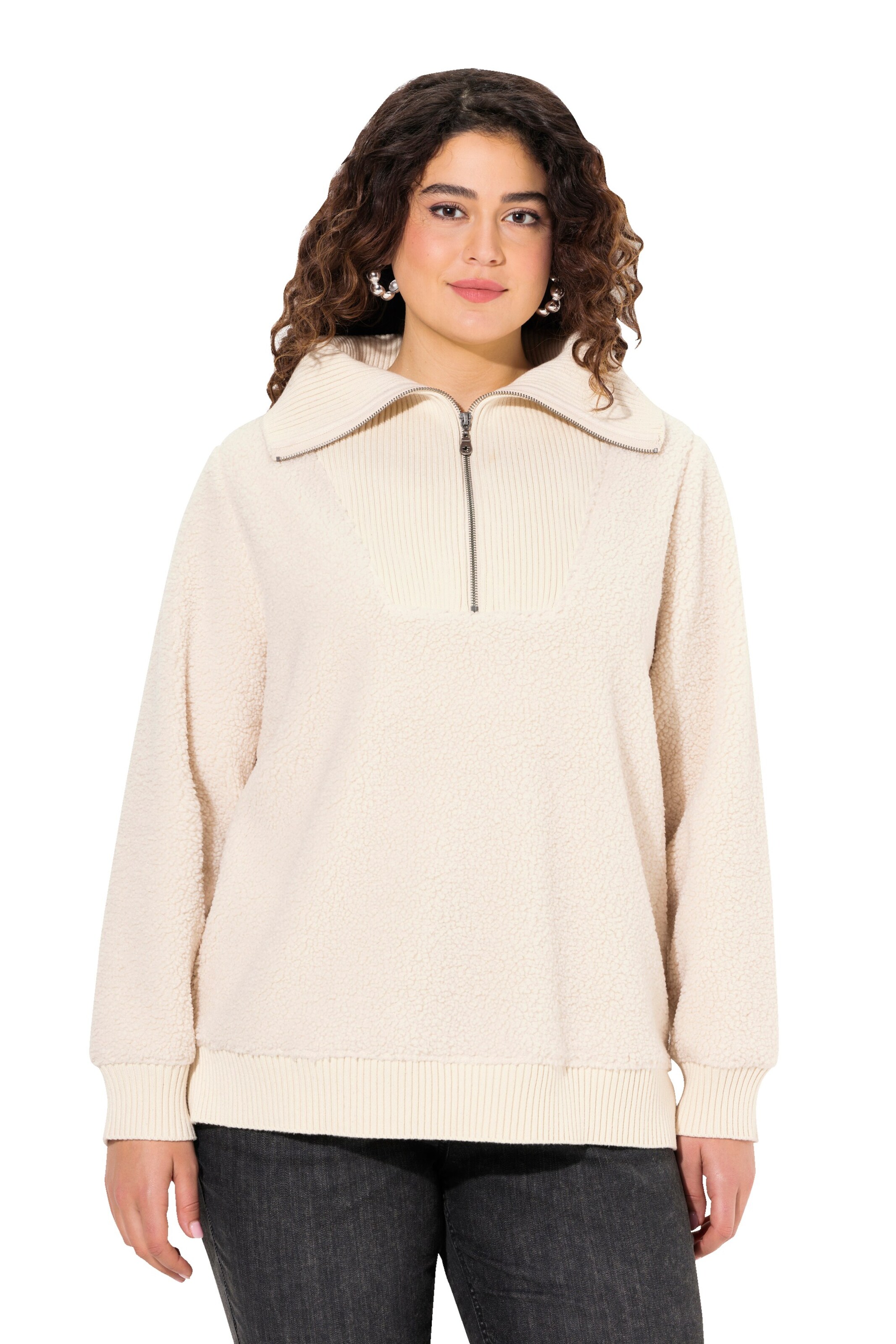 Ulla Popken Sweatshirt in Beige: Vorderseite