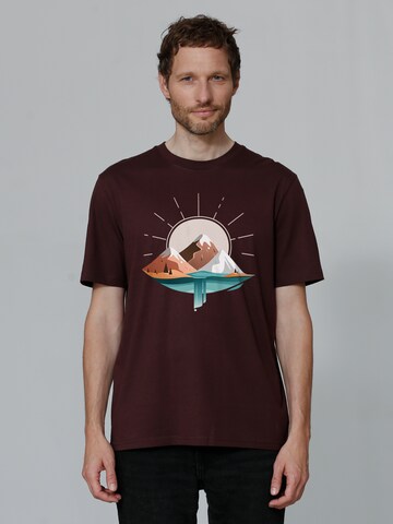 Watapparel Shirt 'Sunrise & Lake' in Braun: Vorderseite