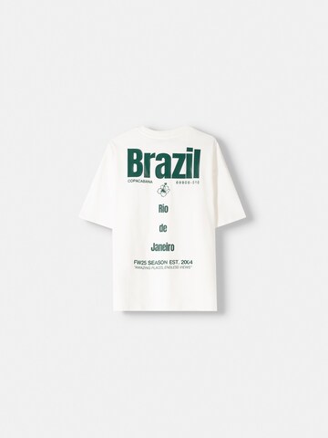 T-shirt 'BRAZIL' Bershka en blanc