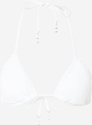 River Island Triangle Bikini Top 'BRODERIE' in White: front