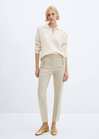 MANGO Slimfit Suorat housut 'Botones' värissä beige